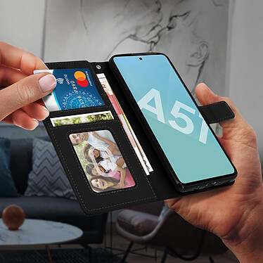 Avizar Housse Samsung Galaxy A51 Étui Porte carte Support Vidéo et Dragonne noir pas cher