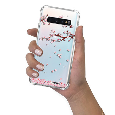 Evetane Coque Samsung Galaxy S10 Plus anti-choc souple angles renforcés transparente Motif Chute De Fleurs pas cher