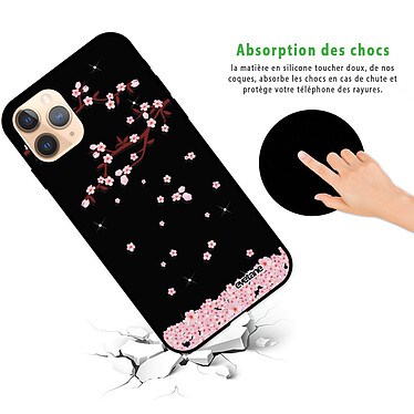 Avis Evetane Coque iPhone 11 Pro Silicone Liquide Douce noir Chute De Fleurs
