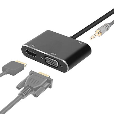 Avizar Adaptateur Hub USB 3.0 vers HDMI VGA Femelle Entrée Jack 3.5mm Full HD 1080P  Noir pas cher