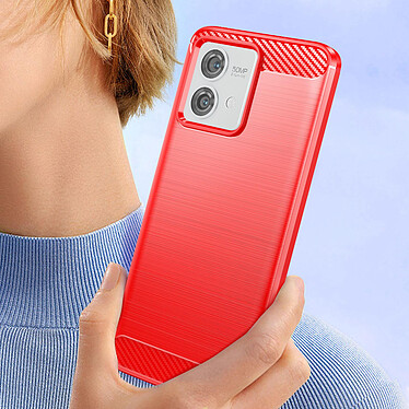 Avizar Coque pour Motorola Moto G84 Effet Carbone Silicone Flexible Antichoc  Rouge pas cher