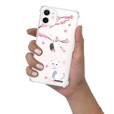 Evetane Coque iPhone 12 mini anti-choc souple angles renforcés transparente Motif Chat et Fleurs pas cher
