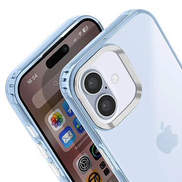 Acheter Avizar Coque pour iPhone 16 Souple Finition Fumée Contour Caméra Métallisé Bleu Pâle