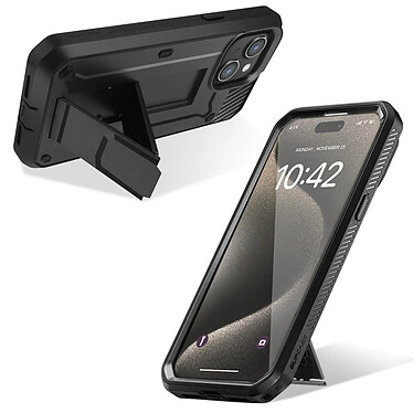 Supcase Coque Intégrale pour iPhone 15 Antichoc Clip Ceinture Béquille  Noir pas cher