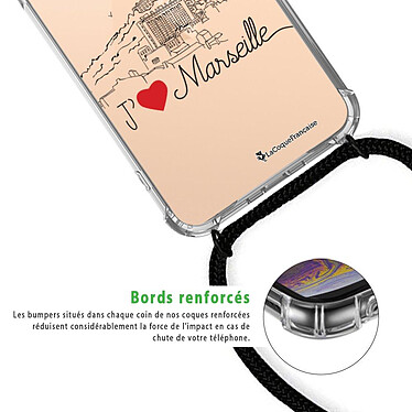 Acheter LaCoqueFrançaise Coque cordon iPhone 11 Pro noir Dessin J'aime Marseille