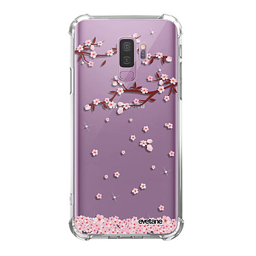 Evetane Coque Samsung Galaxy S9 Plus anti-choc souple angles renforcés transparente Motif Chute De Fleurs