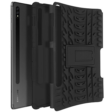 Avizar Coque Samsung Tab S7 Plus 12.4 et S8 Plus Antichoc Hybride Béquille Support Noir
