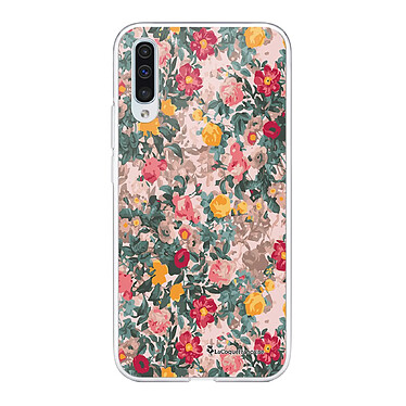 LaCoqueFrançaise Coque Samsung Galaxy A50 360 intégrale transparente Motif Fleurs Beige et Rose Tendance