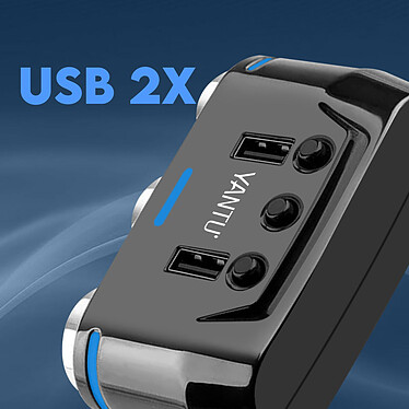 Avizar Splitter Chargeur Voiture 100W 3x Allume-cigare 2x USB Câble 70cm Noir pas cher