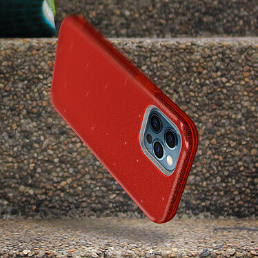 Avizar Coque Apple iPhone 12 / 12 Pro Paillette Amovible Silicone Semi-rigide Rouge pas cher
