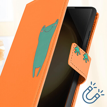 Avizar Étui Grenouille pour Samsung S23 Ultra Portefeuille Support Dragonne Orange pas cher