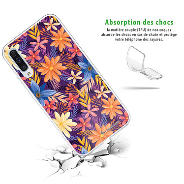 Avis LaCoqueFrançaise Coque Samsung Galaxy A70 360 intégrale transparente Motif Fleurs violettes et oranges Tendance