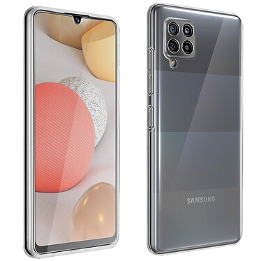 Avizar Coque Samsung Galaxy A42 5G Souple et Film Verre Trempé Dureté 9H transparent