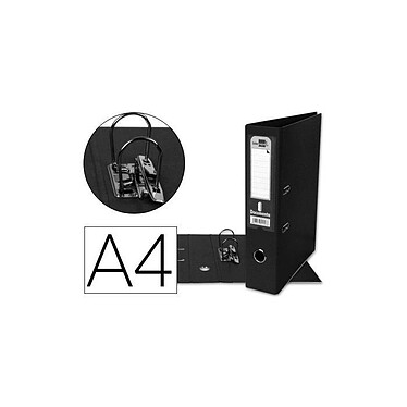 LIDERPAPEL Classeur levier a4 documenta carton rembordé 1,9mm dos 75mm rado métallique coloris noir x 20