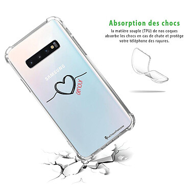 Avis LaCoqueFrançaise Coque Samsung Galaxy S10 anti-choc souple angles renforcés transparente Motif Coeur Noir Amour