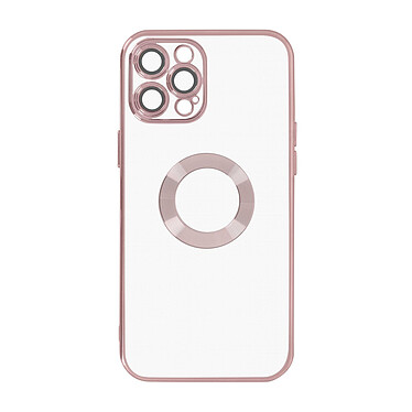 Avizar Coque iPhone 13 Pro Silicone Bloc Caméra Couvert  Transparent Contour Rose Gold Chromé