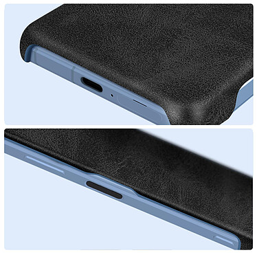 Avizar Coque pour Sony Xperia 5 V Rigide revêtement Simili Cuir  Noir pas cher