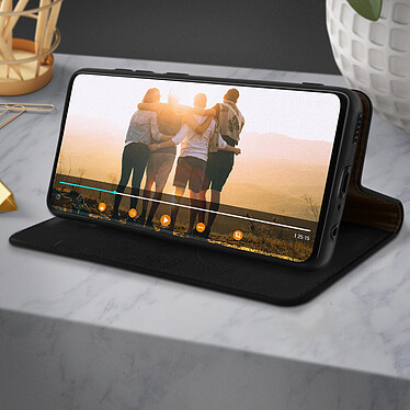 Avizar Étui Huawei P smart 2020 Folio Cuir Véritable Porte cartes Support Vidéo - noir pas cher
