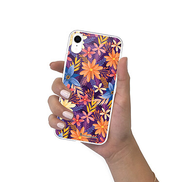 LaCoqueFrançaise Coque iPhone Xr 360 intégrale transparente Motif Fleurs violettes et oranges Tendance pas cher