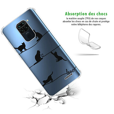 Avis Evetane Coque Xiaomi Redmi Note 9 anti-choc souple angles renforcés transparente Motif Chat Lignes