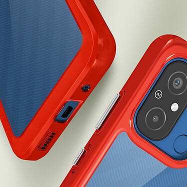 Avizar Coque Antichoc pour Xiaomi Redmi 12C Dos Rigide Bloc Caméra Surélevé Rouge pas cher