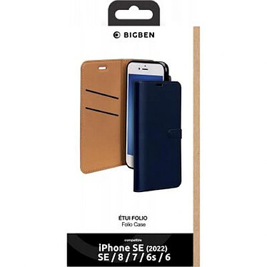 Avis BigBen Connected Étui pour iPhone SE 2022/SE/8/7/6S/6 Folio Wallet Fermeture Aimantée Bleu marine