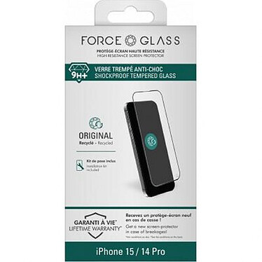 Force Glass Protection d'écran en verre trempé pour iPhone 15 2.5D Original Anti-choc Transparent pas cher
