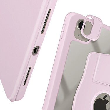 Avizar Étui pour iPad Air 11 2024 Clapet Support Rotatif avec Protège Caméra Rose Poudré pas cher