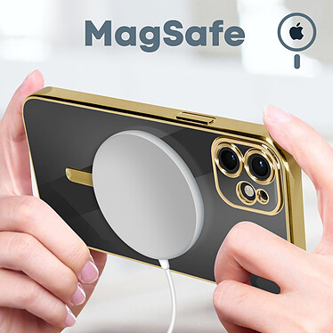 Avis Avizar Coque MagSafe pour iPhone 11 Silicone Protection Caméra  Contour Chromé Or