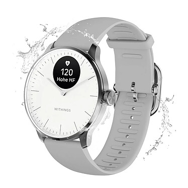 Withings Montre Connectée Hybride 42mm Suivi ECG Autonomie 30 jours ScanWatch 2 Blanc