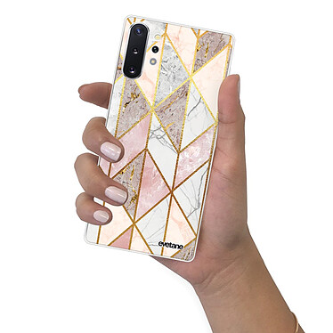 Evetane Coque Samsung Galaxy Note 10 Plus 360 intégrale transparente Motif Marbre Rose Losange Tendance pas cher