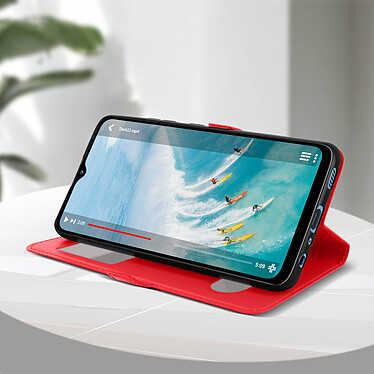 Avizar Housse Samsung Galaxy A32 avec Double Fenêtre Support Vidéo rouge pas cher