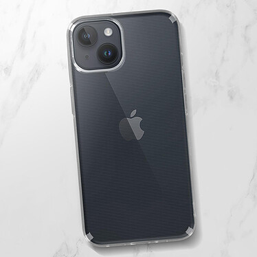 Avizar Coque pour iPhone 14 Plus Silicone Souple et Film Verre Trempé 9H  transparent contour noir pas cher
