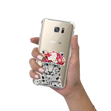 Evetane Coque Samsung Galaxy S7 anti-choc souple angles renforcés transparente Motif Leopard Couronne pas cher
