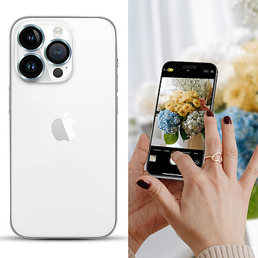 Avizar Film Caméra iPhone 14 Pro et 14 Pro Max Dureté 9H Contour Métal bleu clair  Transparent pas cher