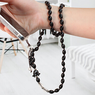 Avizar Bijou de Téléphone Bracelet à Perles Noires Collection Audacious pas cher