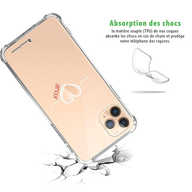 Avis LaCoqueFrançaise Coque iPhone 11 Pro Max anti-choc souple angles renforcés transparente Motif Coeur Blanc Amour