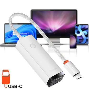 Baseus Adaptateur USB-C vers Ethernet RJ45  1000 Mbps, Blanc pas cher