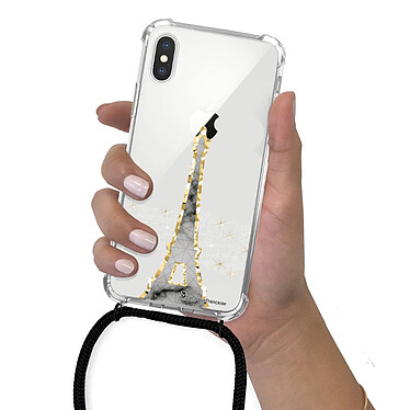 LaCoqueFrançaise Coque cordon iPhone X/Xs noir Dessin Illumination de paris pas cher