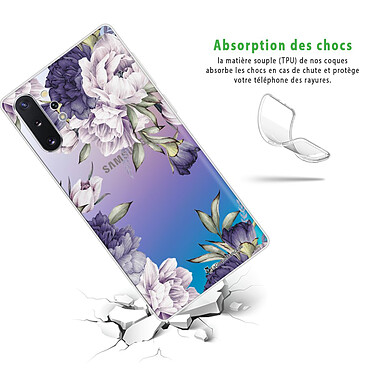 Avis LaCoqueFrançaise Coque Samsung Galaxy Note 10 Plus 360 intégrale transparente Motif Pivoines Violettes Tendance