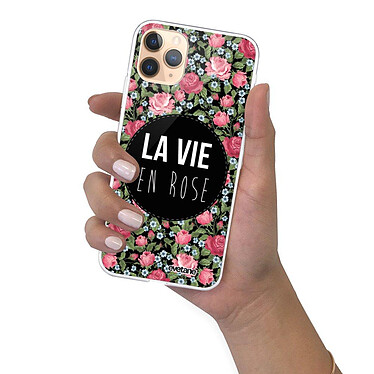 Evetane Coque iPhone 11 Pro silicone transparente Motif La Vie en Rose ultra resistant pas cher