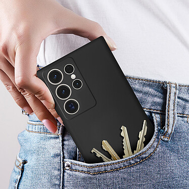 Avizar Coque pour Samsung Galaxy S23 Ultra Silicone Semi-rigide Finition Douce au Toucher Fine  Noir pas cher