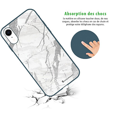 Avis LaCoqueFrançaise Coque iPhone Xr Silicone Liquide Douce bleu nuit Marbre gris