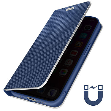Avizar Étui pour iPhone 14 Pro Max avec Porte-carte Effet Carbone  Bleu et Argent pas cher