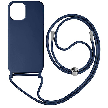 Avizar Coque Cordon pour iPhone 12 et 12 Pro Semi-rigide Lanière Tour du Cou 80cm  bleu