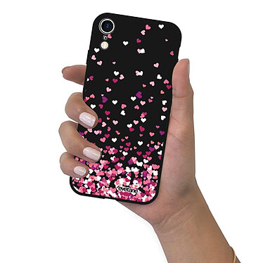Evetane Coque iPhone Xr Silicone Liquide Douce noir Confettis De Coeur pas cher