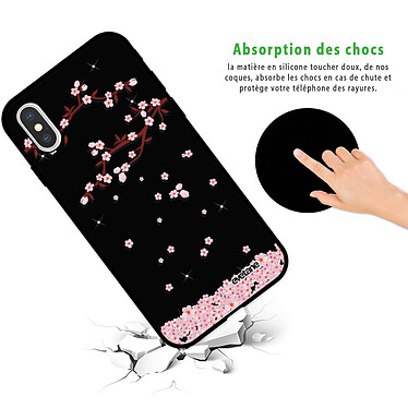 Avis Evetane Coque iPhone X/ Xs Silicone Liquide Douce noir Chute De Fleurs