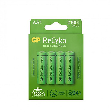 GP Batteries - Pack de 4 piles rechargeable Recyko+ AA 2000mAh