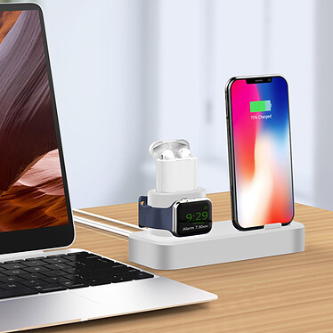 Acheter Avizar Support de Charge 3 en 1 iPhone, AirPods et Apple Watch en Silicone Blanc