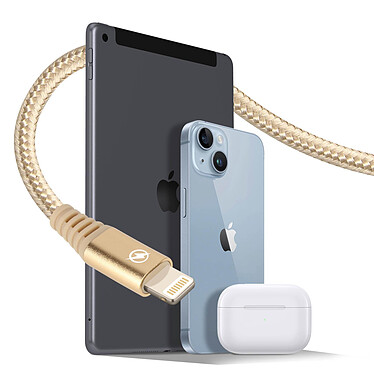 LinQ Câble USB vers Lightning Nylon Tressé 1.5m Charge et Transfert Dorée pas cher